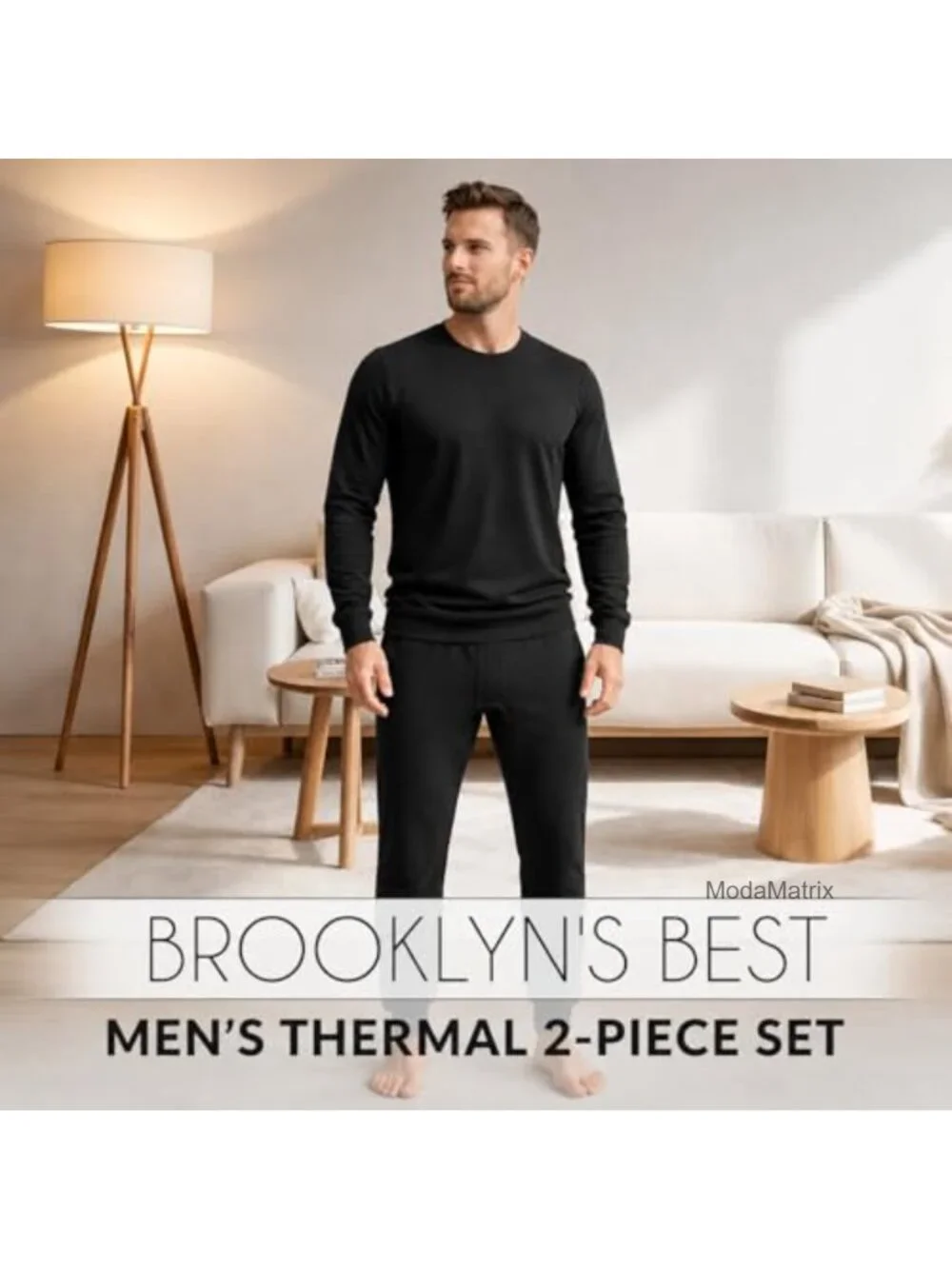 Men's Waffle Knit Thermal Pajama Set Long Sleeve Lounge
